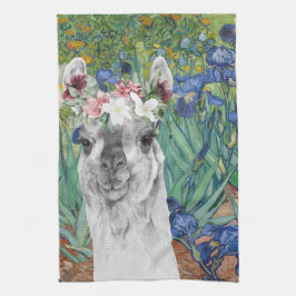 Van Gogh's Irises och Finare Llama Kökshandduk