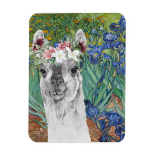 Van Gogh's Irises och Finare Llama Magnet