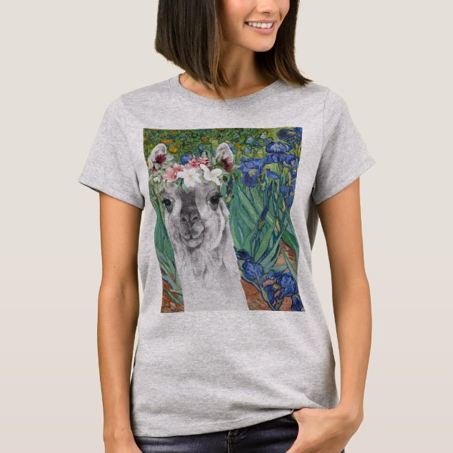 Van Gogh's Irises och Finare Llama T Shirt (Framsida)