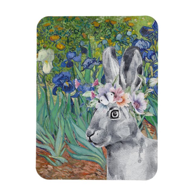 Van Gogh's Irises och Finare Rabbit Magnet (Vertikal)