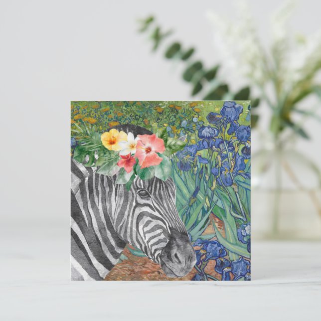 Van Gogh's Irises och Finare Zebra Flat Card (Stående Fram)