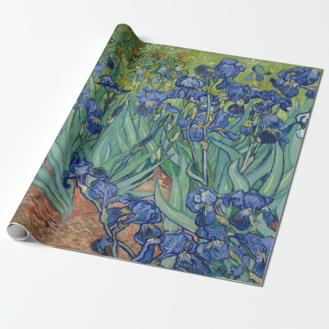 Van Gogh's Irises Wrapping Papper Presentpapper (Utrullad)