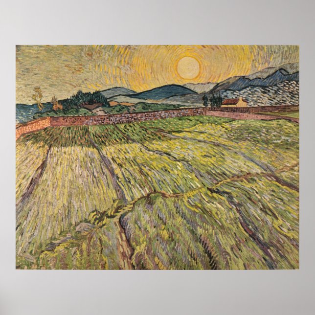 Van Goghs landskap med Ploged Fält (1899) Poster (Framsidan)