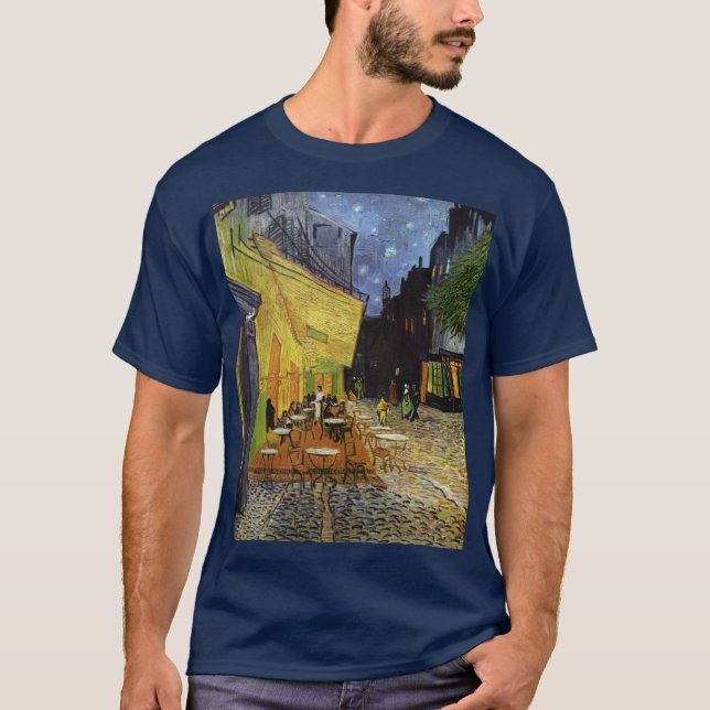 Van Gogh's Night Cafe Navy Blue T Shirt (Framsida)