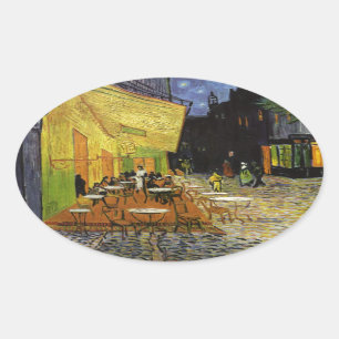 Van Gogh's Night Cafe Ovalt Klistermärke