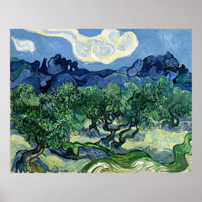 Van Gogh's Olive Träd med Alpelare Poster (Framsidan)