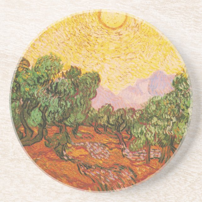 Van Goghs Olive-Träd med Gult Himlar och Sol Underlägg (Framsidan)