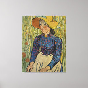 Van Gogh's Peasant Girl med Gult Straw Hat 1890 Canvastryck