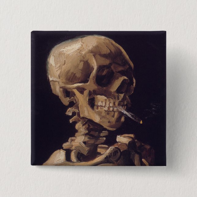 Van Gogh's Skeleton med Burning Cigarette Knapp (Framsida)