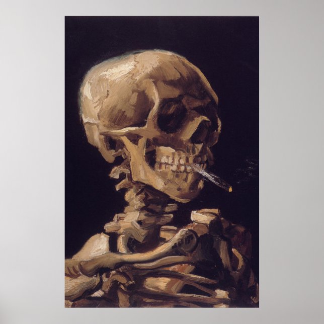 Van Gogh's Skeleton med Burning Cigarette Poster (Framsidan)