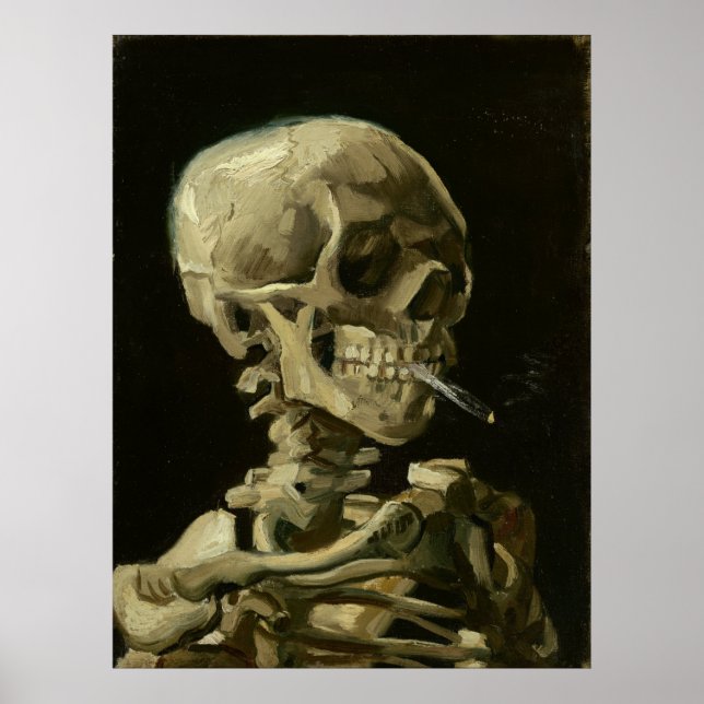 Van Gogh's Skeleton med en brinnande cigarett Poster (Framsidan)