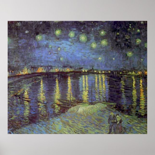 Van Gogh's Starry Blue Night over Rhone Painting Poster (Framsidan)