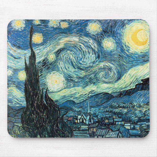 Van Goghs "Starry Natt" Mousepad Musmatta (Framsidan)