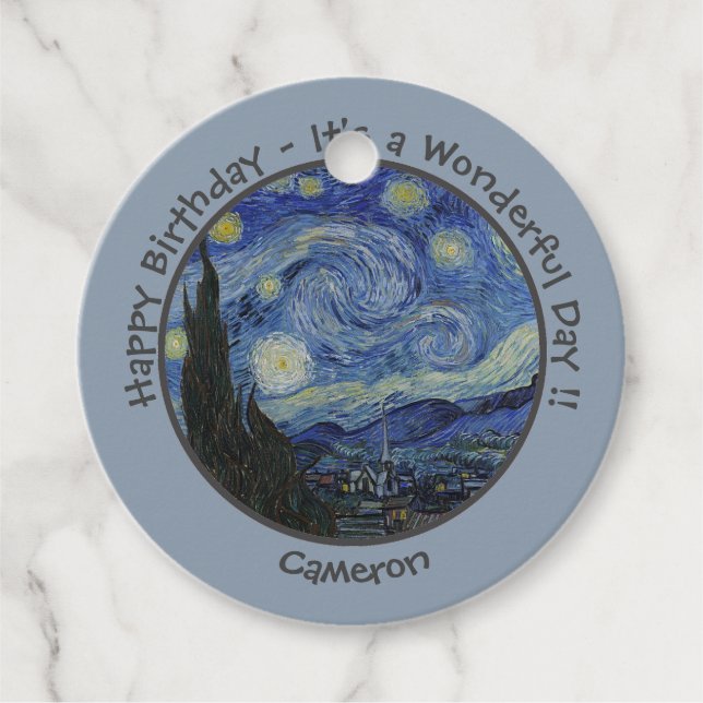 van Gogh's Starry Natt Party Items Collection Gåvor Etiketter (Framsida)