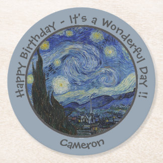 van Gogh's Starry Natt Party Items Collection Underlägg Papper Rund