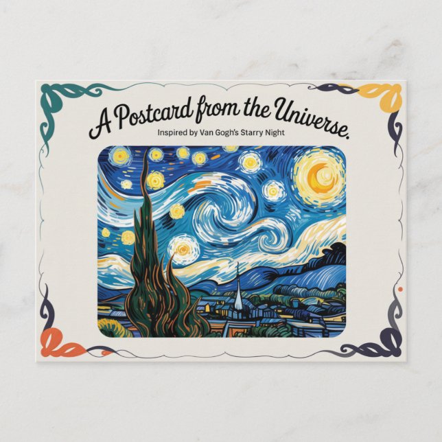 Van Gogh's Starry Nght Art Inspired Postcard Vykort (Framsida)