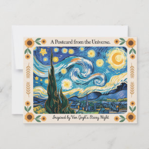 Van Gogh's Starry Nght Art Inspired Postcard Vykort