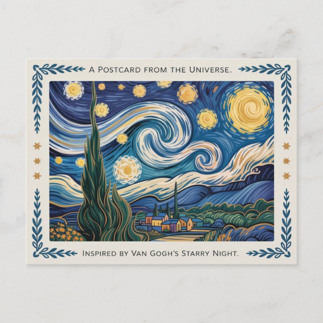 Van Gogh's Starry Nght Art Inspired Vykort (Framsida)