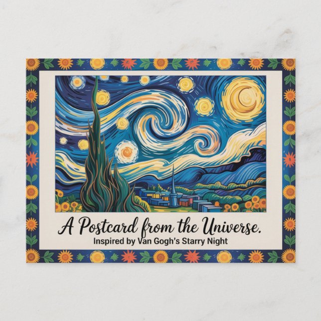 Van Gogh's Starry Nght Art Inspired Vykort (Framsida)