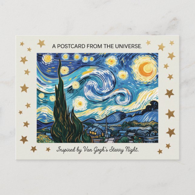 Van Gogh's Starry Nght Art Inspired Vykort (Framsida)