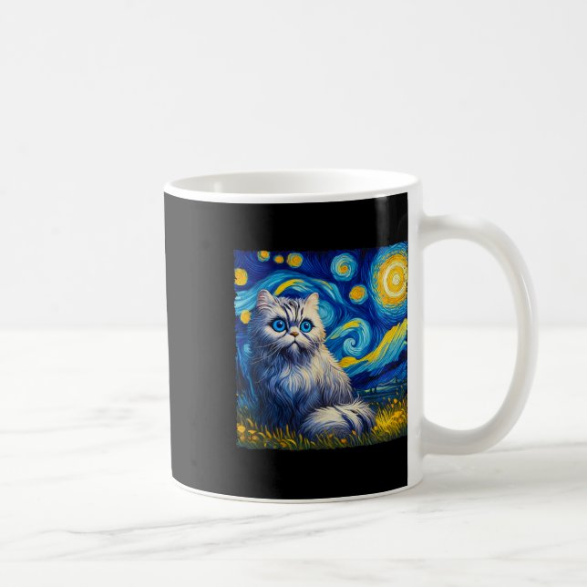 Van Gogh's Starry Night Inspired Cat Lover Mamma P Kaffemugg (Höger)
