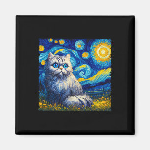 Van Gogh's Starry Night Inspired Cat Lover Mamma P Magnet
