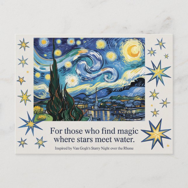 Van Gogh's Starry Night Rhone Art Inspired Vykort (Framsida)