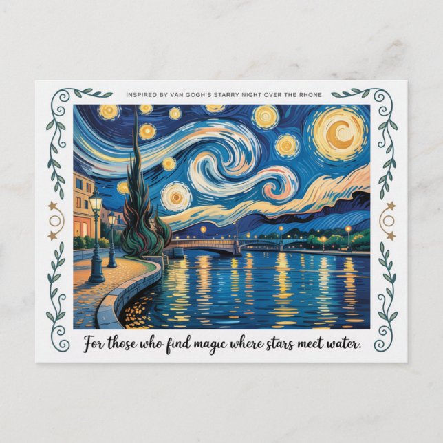 Van Gogh's Starry Night Rhone Art Inspired Vykort (Framsida)