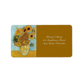 Van Gogh's Sunblommor Adressetikett