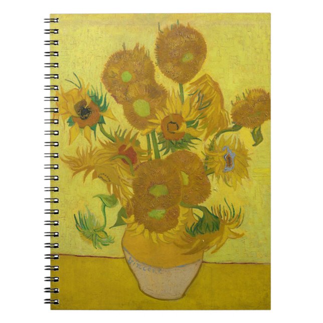Van Gogh's Sunblommor Anteckningsbok Med Spiral (Framsidan)