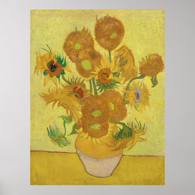 Van Gogh's Sunblommor Poster (Framsidan)