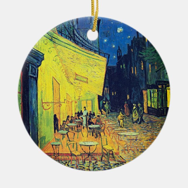 Van Gogh's Timless Charm - Café Terrace på natten Julgransprydnad Keramik (Framsidan)