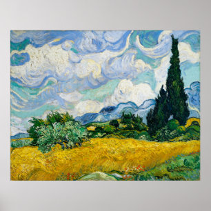 Van Gogh's Wheat Fält med Cypresses Poster