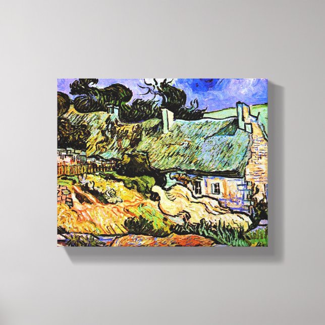 Van Golgh-hus med Thatched Tak Cordeville Canvastryck (Framsida)