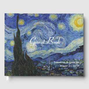 Van Gough Starry Night Bröllop Guest Bok