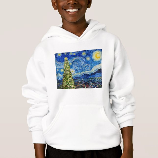 Van Gough Starry Night - Julgran T Shirt (Framsida)