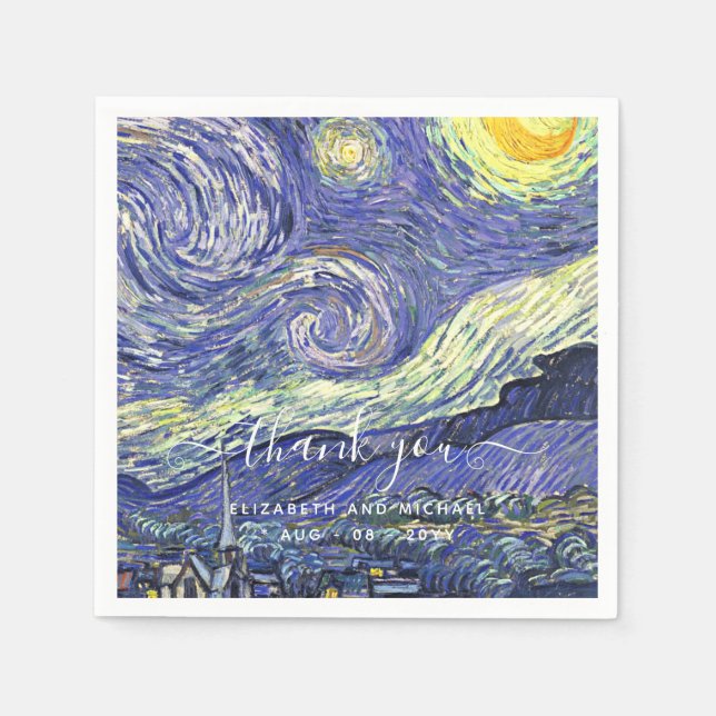 Van Gough Starry Night Tack Bröllop Pappersservett (Framsidan)
