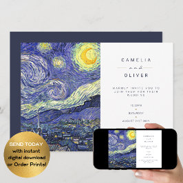Van Gough Starry Night Wedding Investige QR Code O Inbjudningar