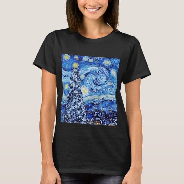 Van Gough Starry Night - White jul T-Shirt (Framsida)