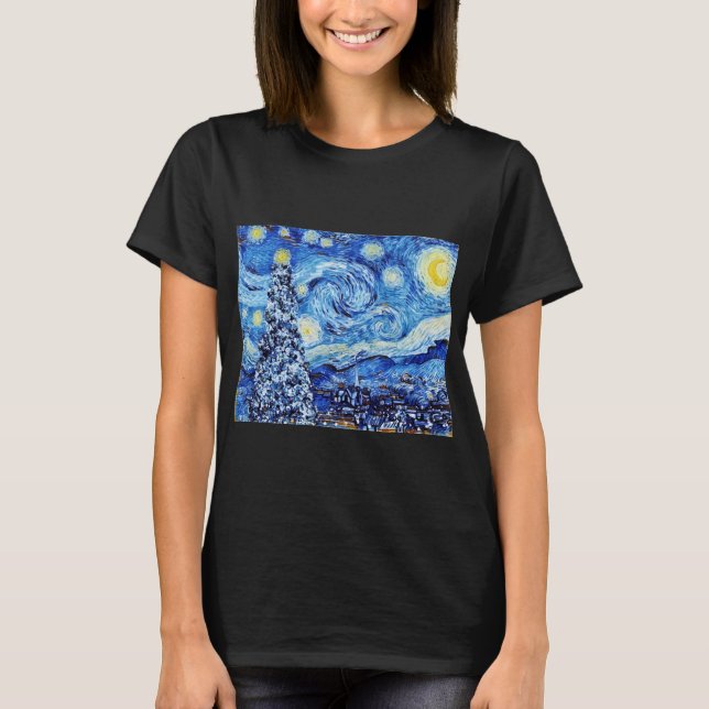 Van Gough Starry Night - White jul T-Shirt (Framsida)