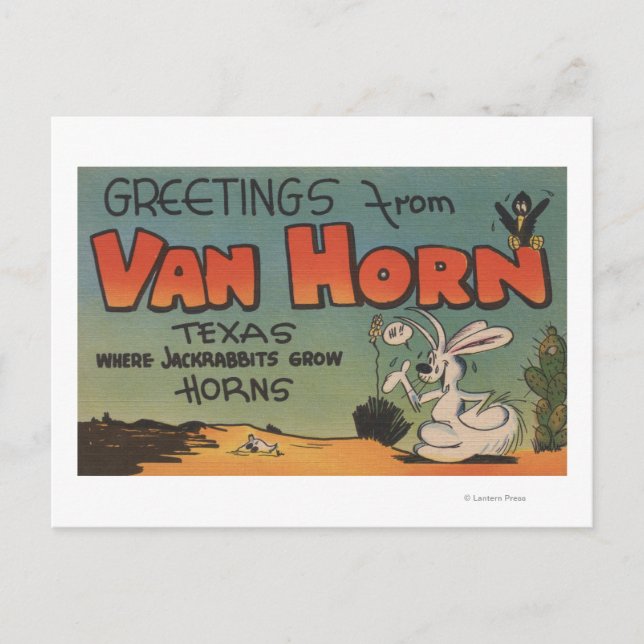 Van Horn, Texas (Jackrabbit & Crow) Vykort (Framsida)