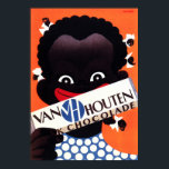 Van Houten Chocolates Food Drinks Vintage Art Deco Poster<br><div class="desc">Hög reproduktion,  Photoshop korrigerat för vassa utskrifter och pulserande skarp färg,  digitalt reparerat för tårar,  smuts och fyllt i saknade inslag. Van Houten Chocolates Food Drinks Vintage Art Deco Poster.</div>