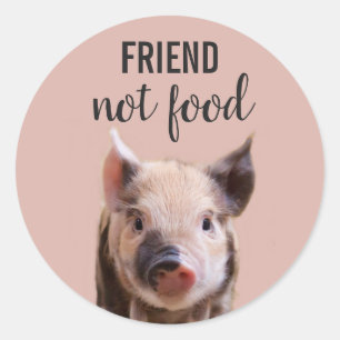 vän, inte mat med söt vegan runt klistermärke