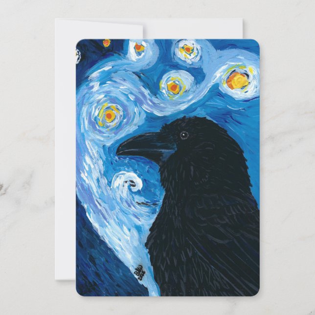 Van Kråka Starry Night Inbjudningar (Framsida)