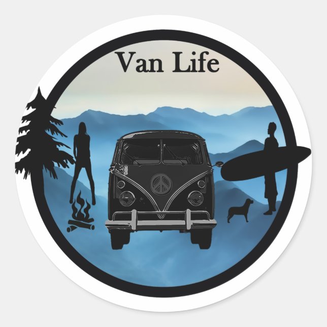 Van Life äventyr Runt Klistermärke (Framsida)
