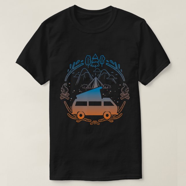 Van Life Design - Vanagon Van Buss Dipper Campfire T Shirt (Design framsida)