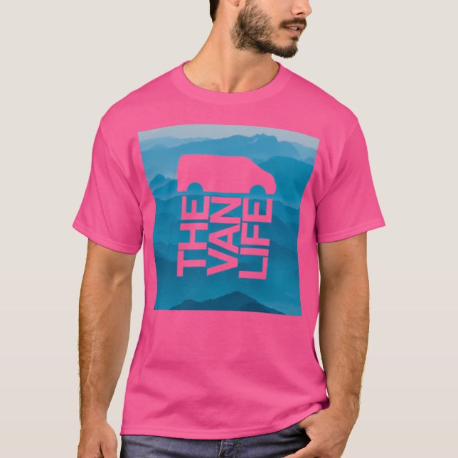 Van Life Logotyp Blue Mountain Stencil T Shirt (Framsida)