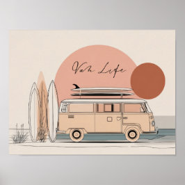 Van Life Surf Van – Retro Beach Camper Aesthetic Poster