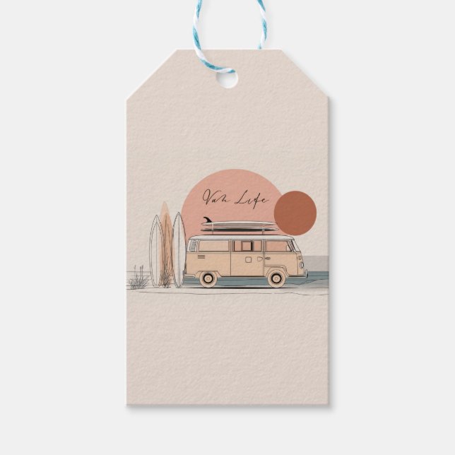 Van Life Surf Van – Retro Strand Camper Estetik Presentetikett (Framsidan)