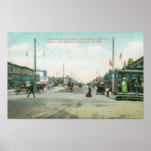 Van Ness Avenue View ett år efter elden Poster